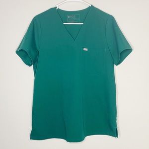 Figs Hunter Green One Pocket Technical Collection Scrub Catarina V-Neck Top M